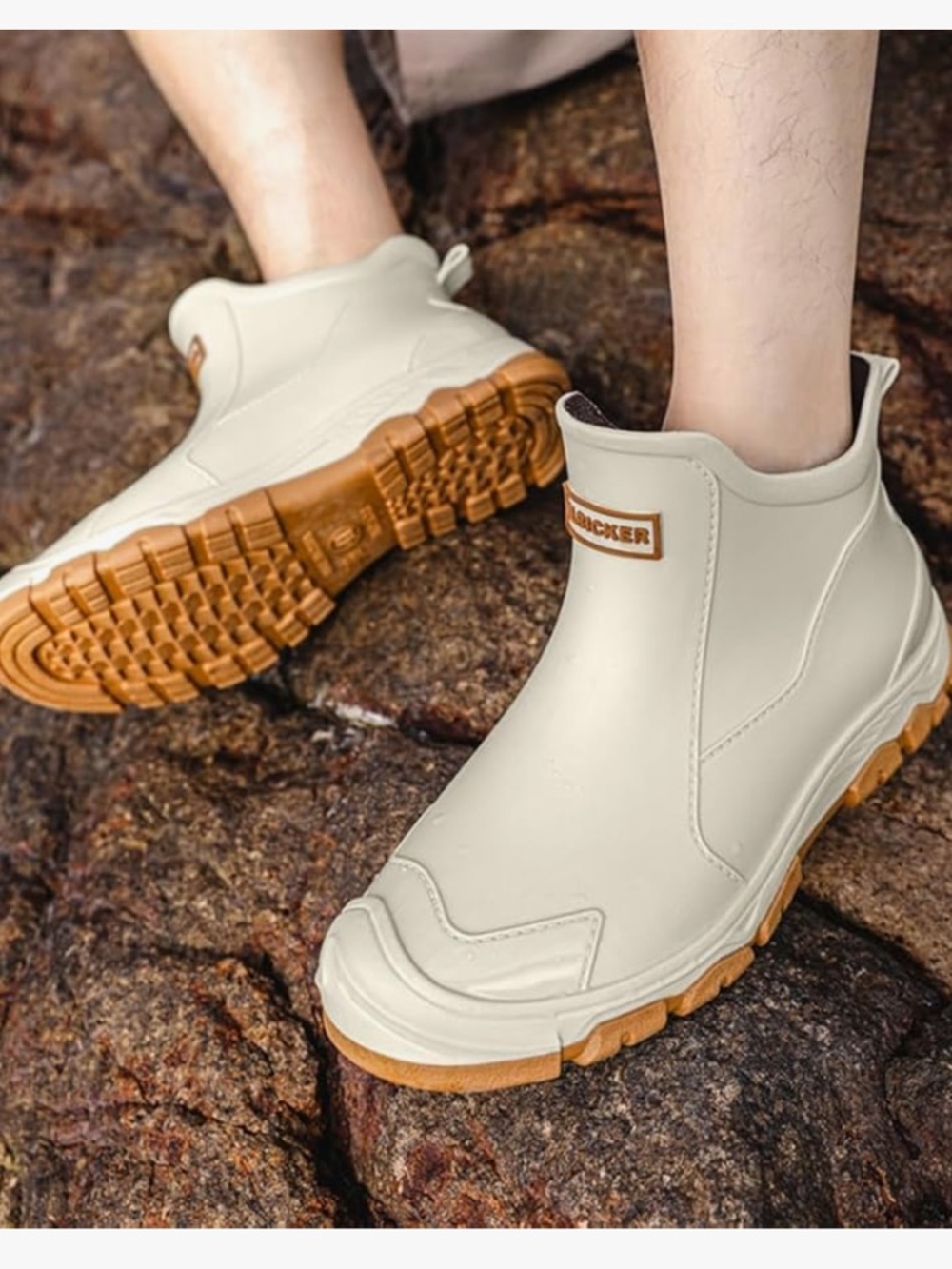 Brand New Women’s Waterproof Rain Boots Ankle Water Shoes Tan size 8